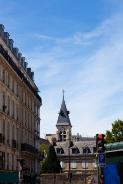 View of the Bell tower of the Church St Medard in Paris, France