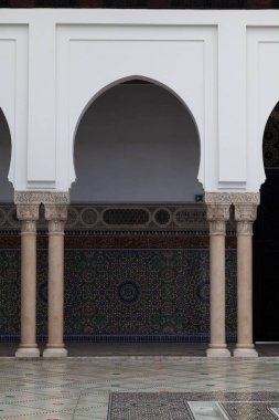 Interior of the Grand Mosque of Paris full of beautiful mosaics