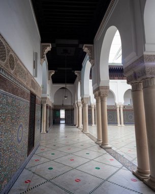 Interior of the Grand Mosque of Paris full of beautiful mosaics