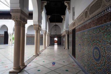 Interior of the Grand Mosque of Paris full of beautiful mosaics
