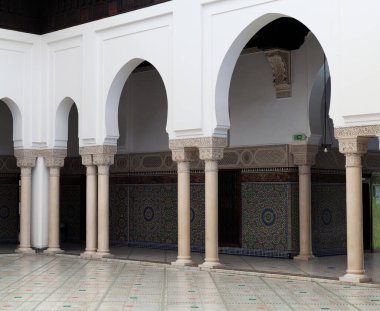 Interior of the Grand Mosque of Paris full of beautiful mosaics