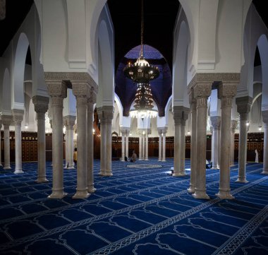 Paris, France - July, 14: Interior of the Grand Mosque of Paris full of beautiful mosaics on July 14, 2022