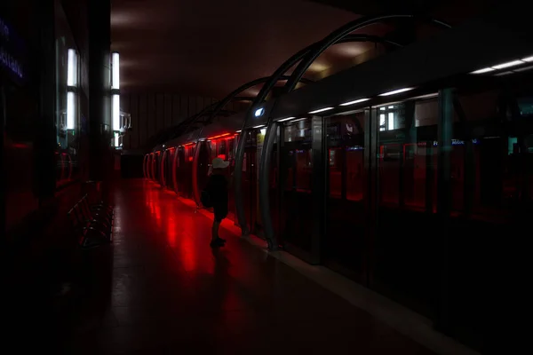 Paris France July Interior Bibliothque Francois Mitterrand Paris Metro Red — Stockfoto