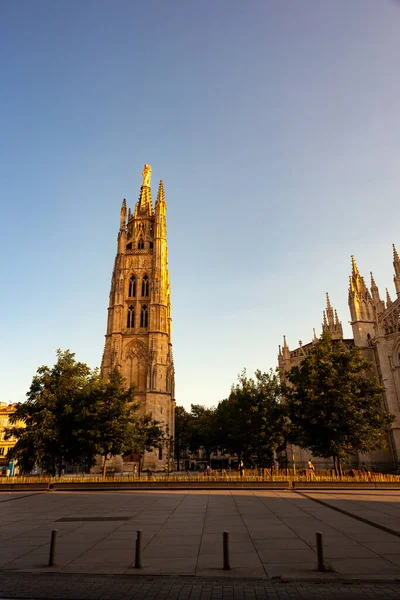 View Primatial Cathedral Andrew Sunset Bordeaux France — Foto de Stock