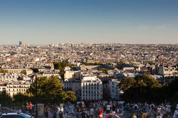 Paris France July Crowd Staircase Looking City Paris Its Highest — Stock Photo, Image