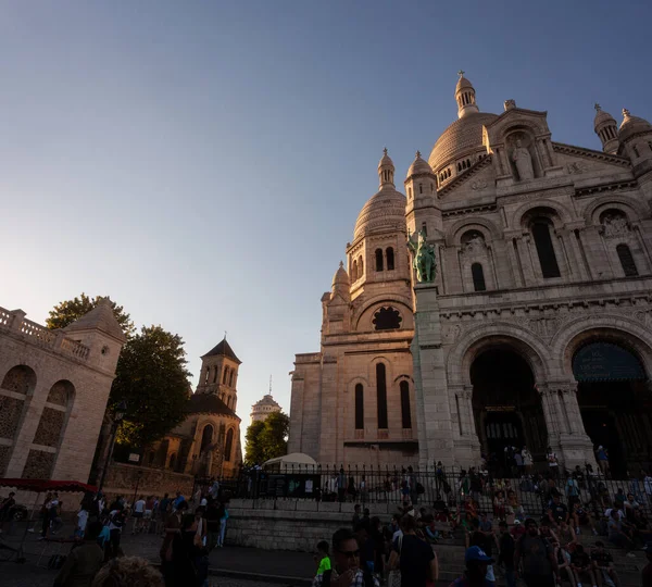 Paris Frankrike Juli Basilikan Det Heliga Hjärtat Vid Solnedgången Den — Stockfoto