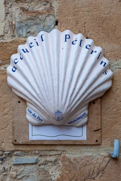 Pilgrim Skořápka Cesty Svatého Jakuba Také Volal Camino Santiago Povrchu — Stock fotografie