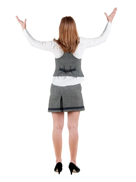 Back view of shocked business woman in dress — Stock Photo, Image