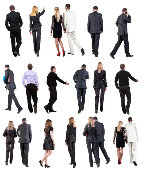 Collection " Back view of walking business " Stockfoto