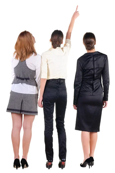 Back view of three beautiful young bussineswoman looking — Stock Photo, Image