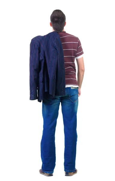Back view of young man looks ahead. Stock Image
