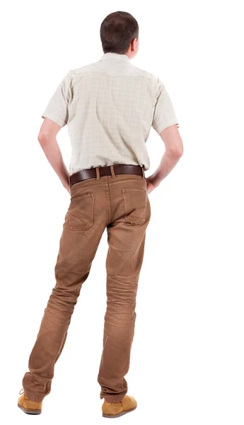 Back view of handsome man in shirt looking up. — Stock Photo, Image