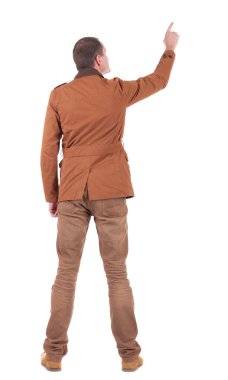 arkadan görünüşü ceket işaret içinde adam.