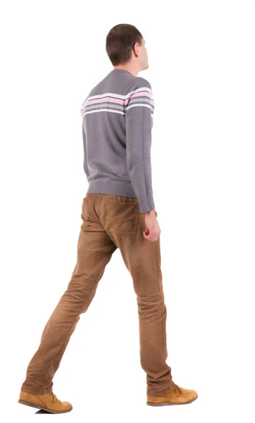 Vista del bell'uomo in maglione in corso posteriore — Foto Stock