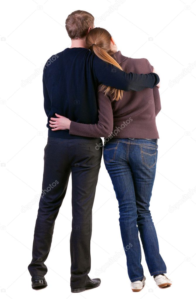 Back view of young couple (man and woman)