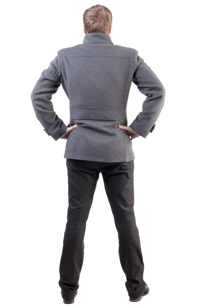 Back view of handsome business man in coat. — Stock Photo, Image