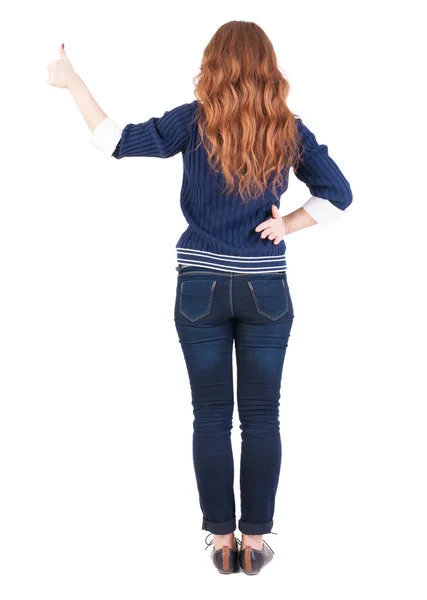 Vista posterior de mujer pulgares — Foto de Stock