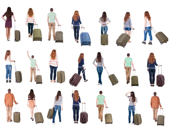 Collection " Back view of with suitcase ". — Stockfoto