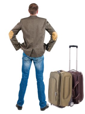 Arkadan görünüş busness adam çanta seyahat