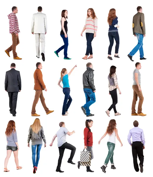 Collection " back view of walking ". — Stock Photo, Image