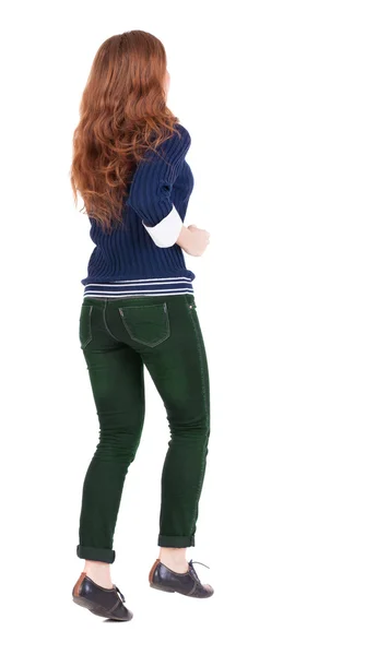 Vista del salto donna jeans posteriore. — Foto Stock