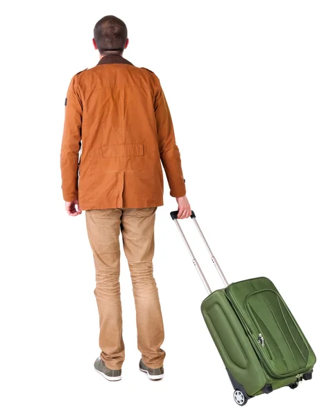 Back view of stylishly dressed man in a brown jackett with suit — Stock Photo, Image