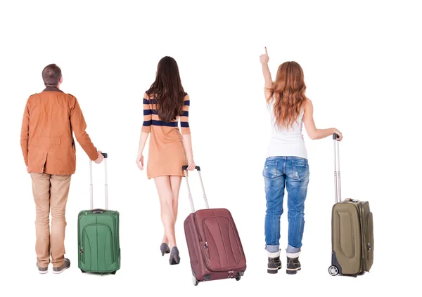 Tillbaka grupp med resväska — Stockfoto