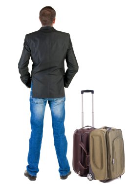 Arkadan görünüş busness adam çanta seyahat