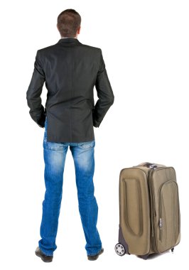 Arkadan görünüş busness adam çanta seyahat