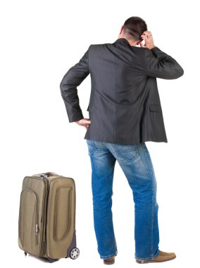 Arkadan görünüş busness adam çanta seyahat