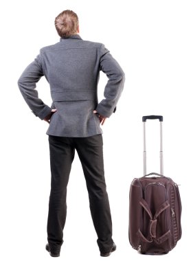 Arkadan görünüş busness adam çanta seyahat