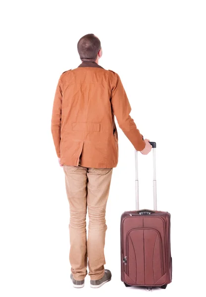 Back view of stylishly dressed man in a brown jackett with suit — Stock Photo, Image