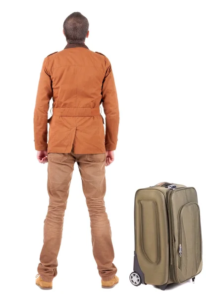 Vista posterior de hombre de negocios con maleta de viaje —  Fotos de Stock