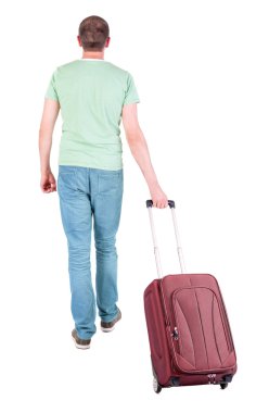 Arkadan Görünüm yürüyen adam çanta.