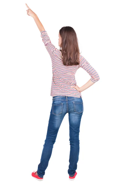 Vista posteriore della donna che punta . — Foto Stock