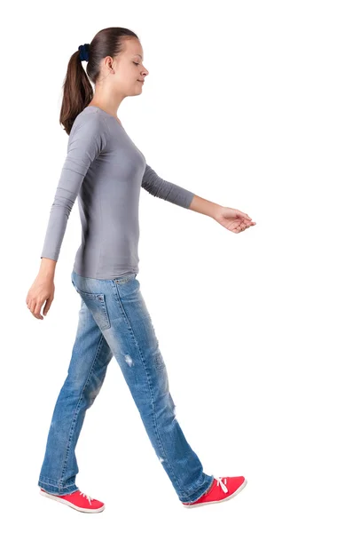 Back view of walking woman. — Stock Photo, Image