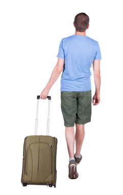 Arkadan Görünüm yürüyen adam çanta.