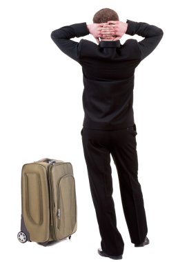 Arkadan görünüş busness adam çanta seyahat