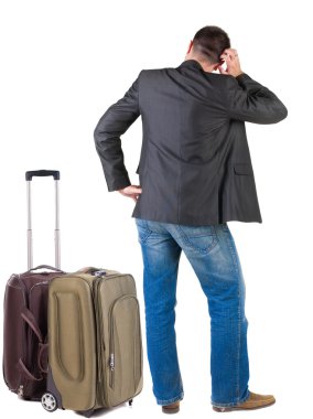 valiz görünmüyor ile şok iş adamı görünümünü geri.