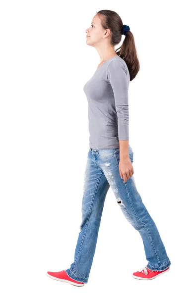 Back view of walking woman. — Stock Photo, Image