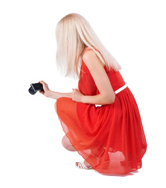 Back view of woman photographing. — Stock Photo, Image