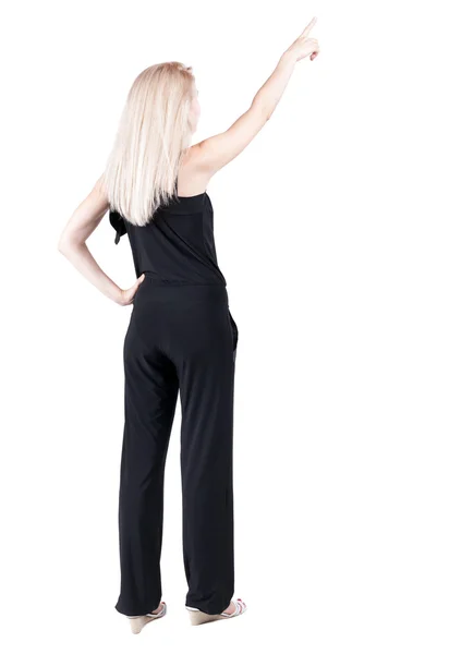 Vista di puntamento donna posteriore. bella bionda gir — Foto Stock