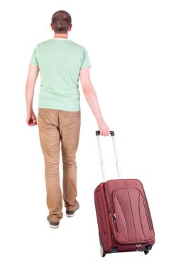 Arkadan Görünüm yürüyen adam çanta.