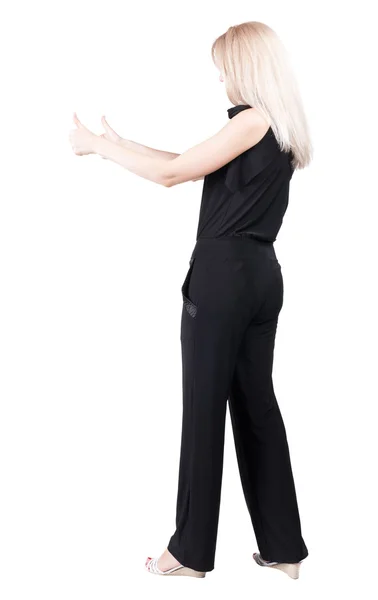 Back view of woman thumbs up. — Stock Photo, Image