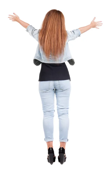 Vista de mulher curta traseira. — Fotografia de Stock