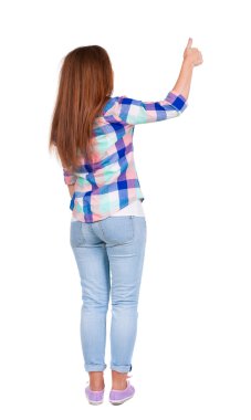 Arkadan Görünüm kadın up.girl ekose gömlekli thumbs.