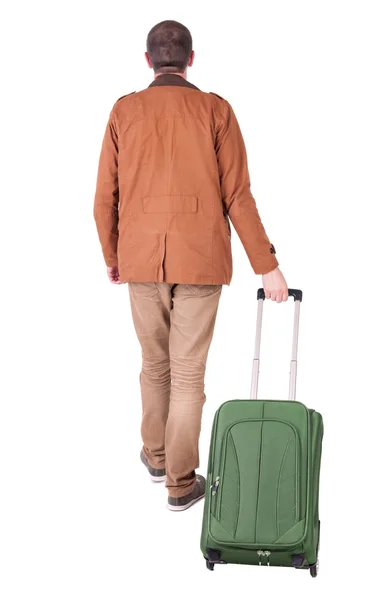 Back view of stylishly dressed man in a brown jackett with suit — Stock Photo, Image