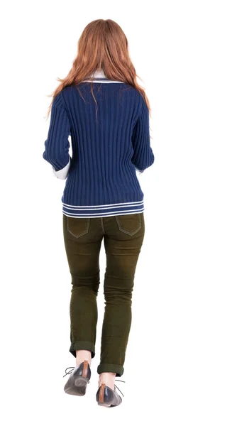 Vista del salto donna jeans posteriore. — Foto Stock