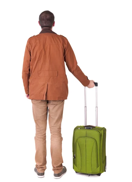 Achteraanzicht van stijlvol geklede man in een bruin jackett met pak — Stockfoto
