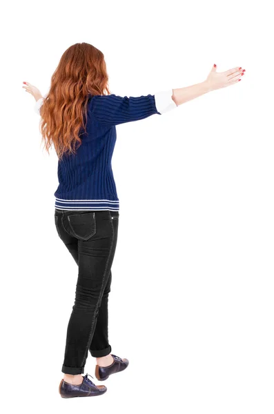 Vista de mulher curta traseira — Fotografia de Stock